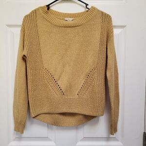 Aeropostale Yellow Acrylic Metallic Fiber Pullover Knit Sweater
